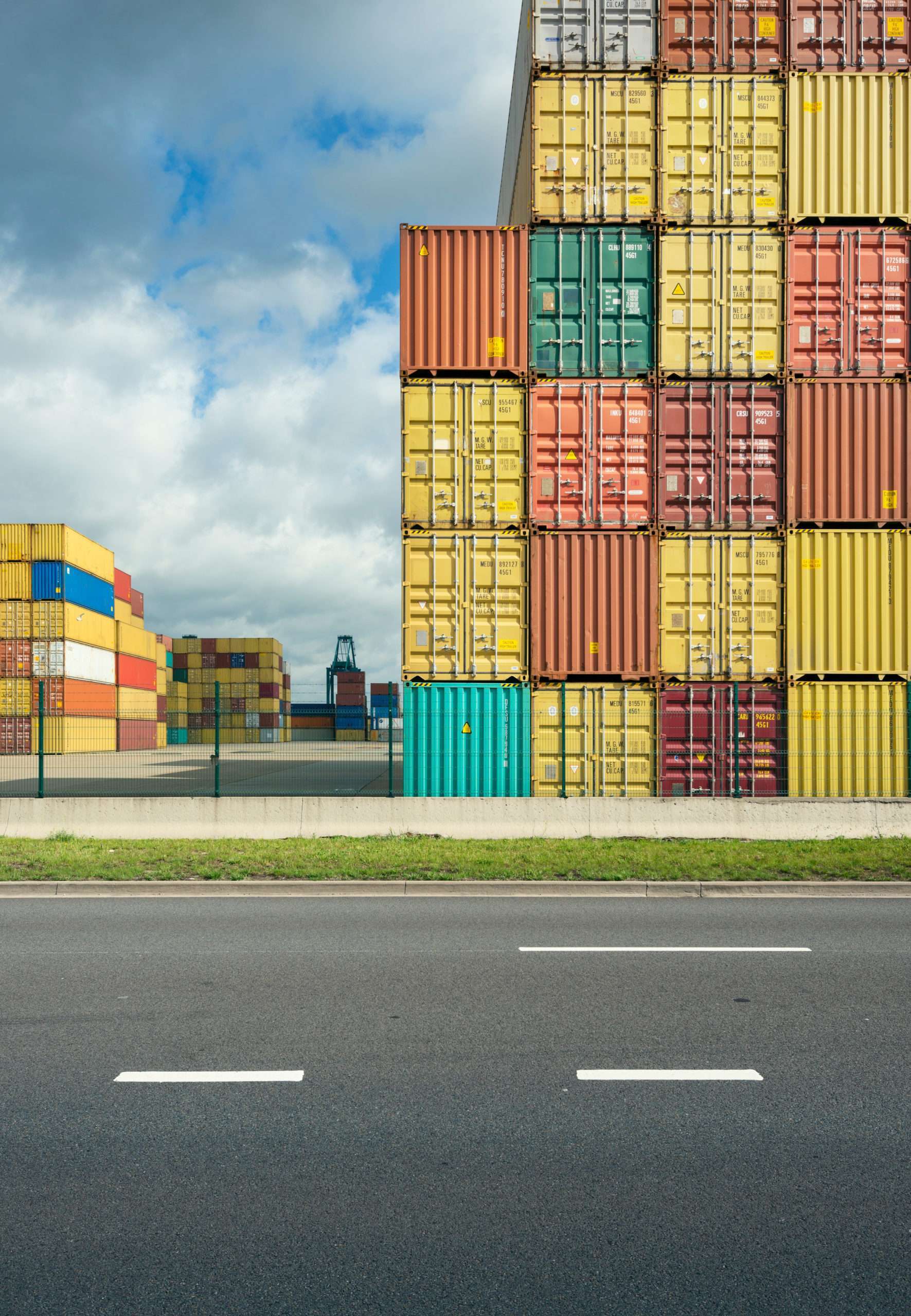 Shipping containers stacked together